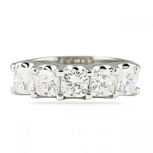 cushion cut five stone wedding band ring