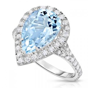 aquamarine diamond gemstone split band ring