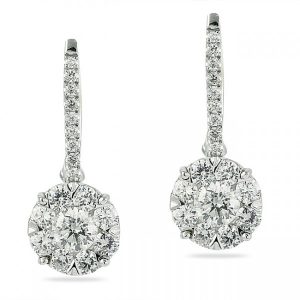 Round cluster drop earrings