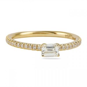 Yellow gold super stackable emerald cut