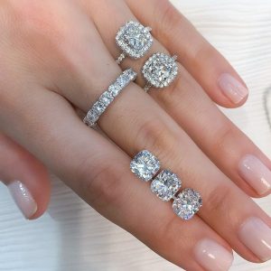 diamond selection on a ladies hand with jewelry