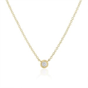 yellow gold bezel diamond necklace jewelry gift