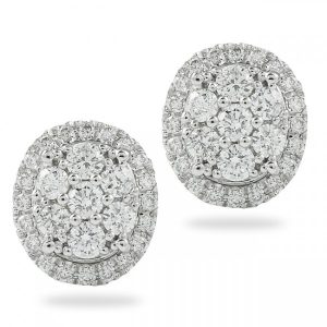 Oval Shape Diamond Cluster Earrings gift