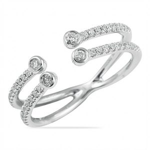 white gold 0.30 CT Round Diamond Open Split Ring gift