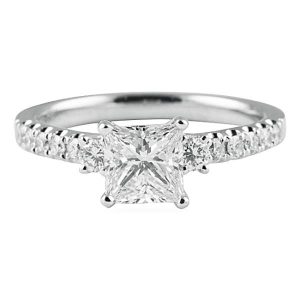 1.10 carat Princess Cut Diamond White Gold Engagement Ring