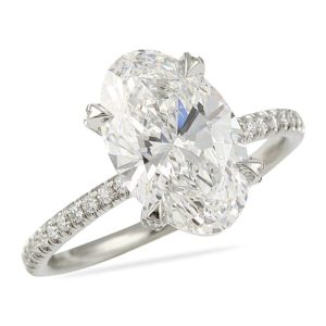 3.24 carat oval diamond pave prong engagement ring white gold