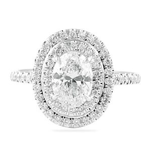 double halo oval cut diamond engagement ring