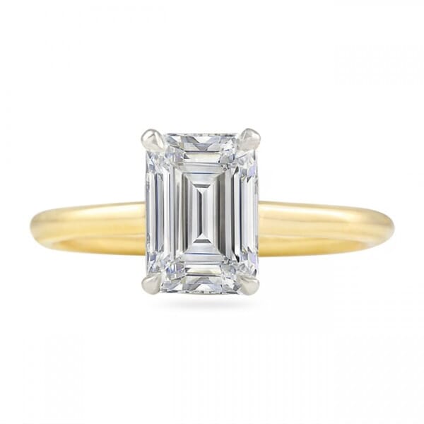 1.70 Ct Emerald Cut Diamond Two-tone Invisible Gallery Ring